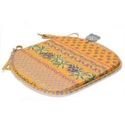 Le Cluny French Linens Olives Yellow Acrylic-Coated Cotton French Style Chair Pad By Le Cluny Table Linens