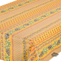 Le Cluny French Linens 60x120" Rectangular Olives Yellow Acrylic-Coated Cotton Provence Tablecloth By Le Cluny Table Linens