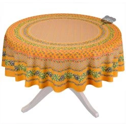 Le Cluny French Linens Table Linens 70" Round Olives Yellow Provence Tablecloth By Le Cluny