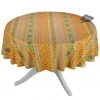 Le Cluny French Linens Table Linens 70" Round Olives Yellow Striped Acrylic-Coated Cotton Provence Tablecloth By Le Cluny
