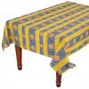 Le Cluny French Linens Table Linens 60x132" Rectangular Sunflower Blue Acrylic-Coated Cotton Provence Tablecloth By Le Cluny