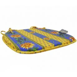 Le Cluny French Linens Sunflower Blue Coated French Style Chair Pad By Le Cluny Table Linens