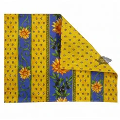 Le Cluny French Linens Sunflower Blue Acrylic-Coated Cotton Reversible Placemat By Le Cluny