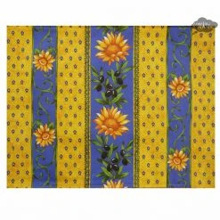 Le Cluny French Linens Sunflower Blue Acrylic-Coated Cotton Reversible Placemat By Le Cluny