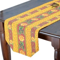 Le Cluny French Linens 16x72" Sunflower Red Acrylic-Coated Cotton Provence Table Runner By Le Cluny Table Linens
