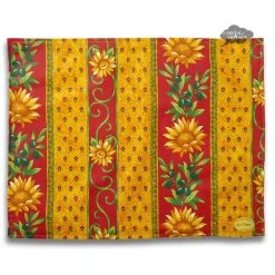 Le Cluny French Linens Table Linens Sunflower Red Acrylic-Coated Cotton Reversible Placemat By Le Cluny