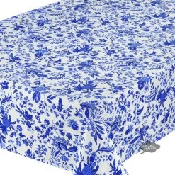 Le Cluny French Linens 60x120" Rectangular Versailles Blue Acrylic-Coated Cotton Provence Tablecloth By Le Cluny Table Linens