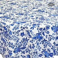 Le Cluny French Linens 90" Round Versailles Blue Acrylic-Coated Cotton Provence Tablecloth By Le Cluny
