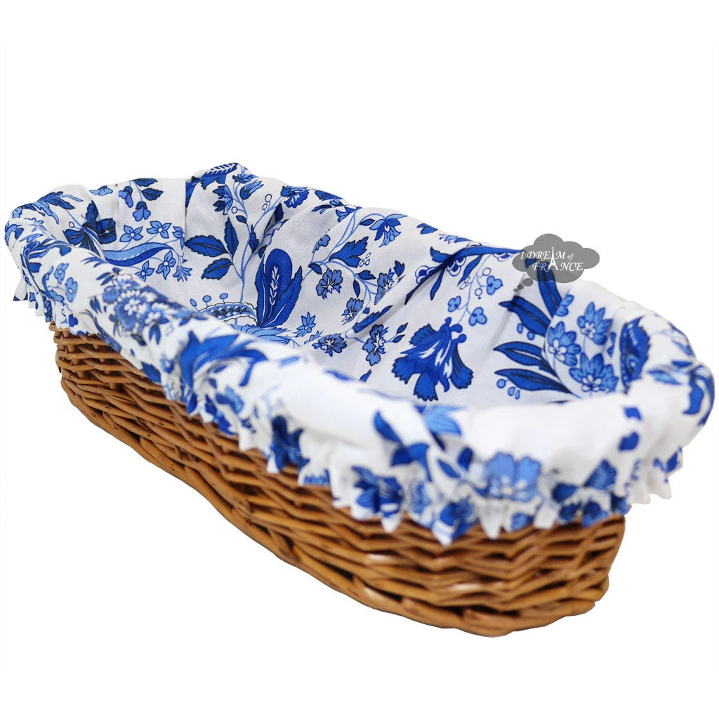 Le Cluny French Linens Versailles Blue French Baguette Basket With Removable Liner By Le Cluny 3 Le Cluny French Linens Versailles Blue French Baguette Basket With Removable Liner By Le Cluny