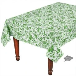 Le Cluny French Linens 60x96" Rectangular Versailles Green Cotton Coated Provence Tablecloth By Le Cluny
