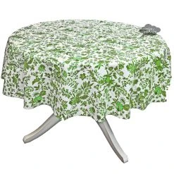 Le Cluny French Linens 70" Round Versailles Green Acrylic-Coated Cotton French Tablecloth By Le Cluny