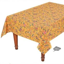 Le Cluny French Linens Table Linens 60x84" Rectangular Versailles Yellow Acrylic-Coated Cotton Provence Tablecloth By Le Cluny