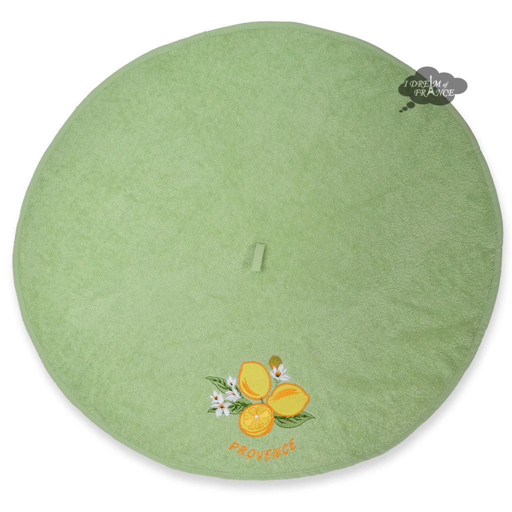 Round Terry Hand Towel Lemons Green By Tissus Toselli 4 Round Terry Hand Towel Lemons Green By Tissus Toselli