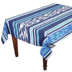 Le Cluny French Linens Table Linens 60x84" Rectangular Fishy Fish Acrylic-Coated Cotton French Tablecloth By Le Cluny