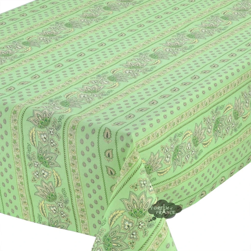 Le Cluny French Linens 52x72" Rectangular Lisa Pistachio Acrylic-Coated Cotton Provence Tablecloth By Le Cluny 4 Le Cluny French Linens 52x72" Rectangular Lisa Pistachio Acrylic-Coated Cotton Provence Tablecloth By Le Cluny