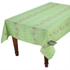 Le Cluny French Linens 52x72" Rectangular Lisa Pistachio Acrylic-Coated Cotton Provence Tablecloth By Le Cluny