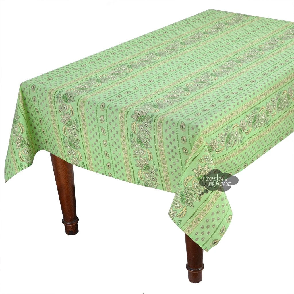 Le Cluny French Linens 52x72" Rectangular Lisa Pistachio Acrylic-Coated Cotton Provence Tablecloth By Le Cluny 3 Le Cluny French Linens 52x72" Rectangular Lisa Pistachio Acrylic-Coated Cotton Provence Tablecloth By Le Cluny
