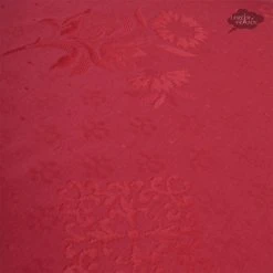 Table Linens 62x124" Rectangular Poppies Yellow & Red Matelassé Tablecloth By Tissus Toselli