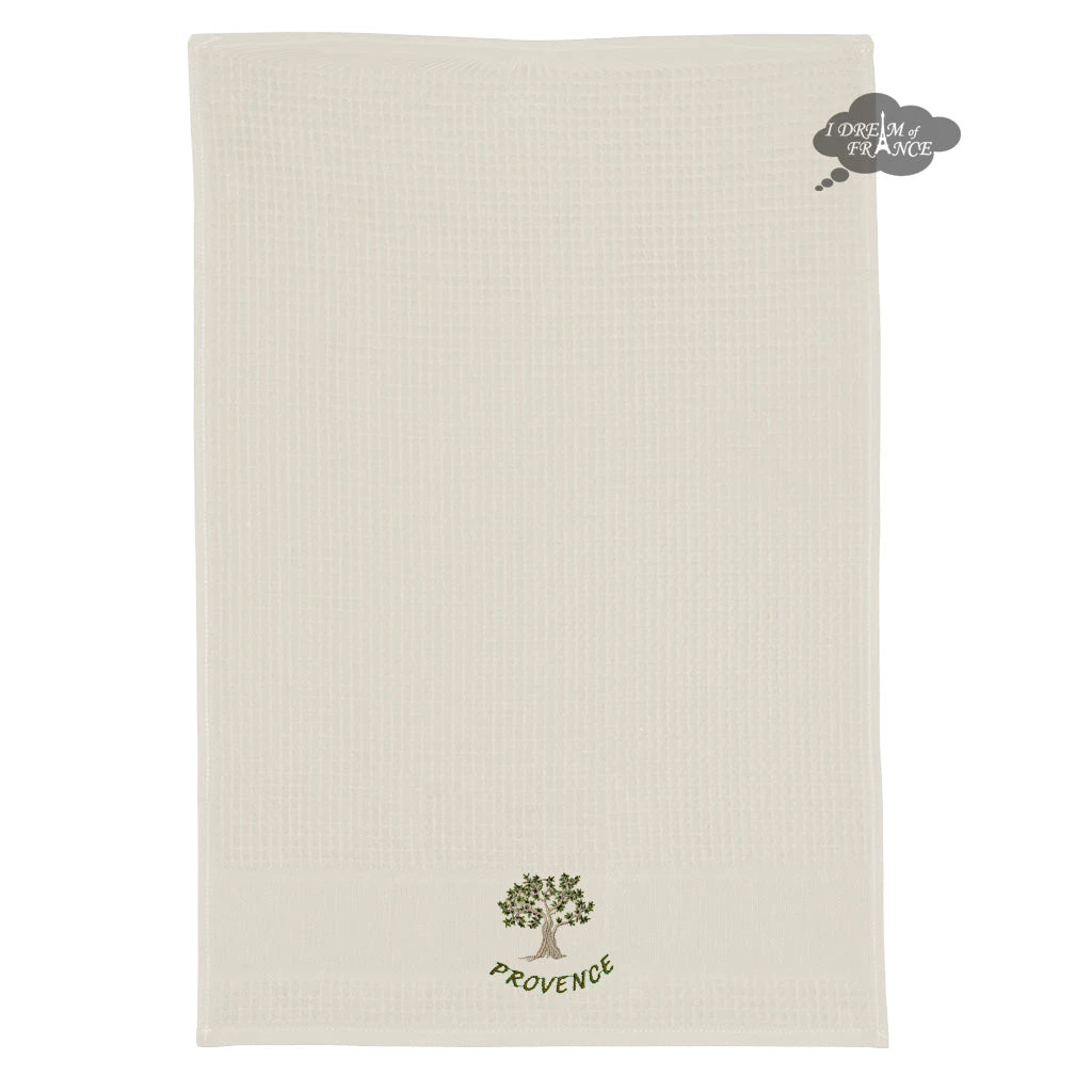 Olive Tree Cream Waffle Weave Kitchen Towel By Tissus Toselli 4 Olive Tree Cream Waffle Weave Kitchen Towel By Tissus Toselli