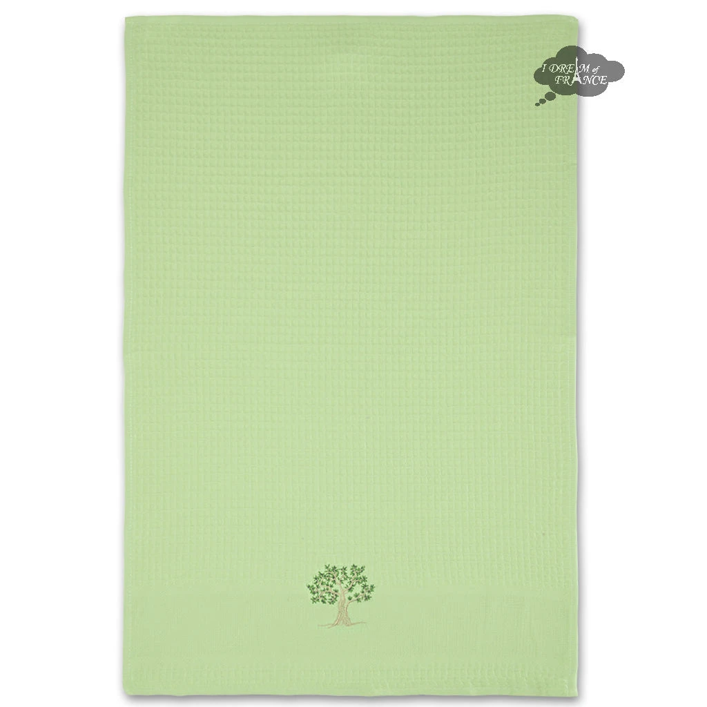 Olive Tree Green Waffle Weave Kitchen Towel By Tissus Toselli 4 Olive Tree Green Waffle Weave Kitchen Towel By Tissus Toselli
