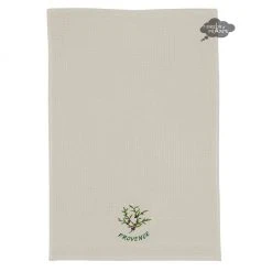 Olives Cream Waffle Weave Kitchen Towel By Tissus Toselli