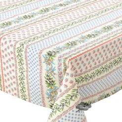 Le Cluny French Linens 60x108" Rectangular Olives Cream Acrylic-Coated Cotton Provence Tablecloth By Le Cluny 5 Le Cluny French Linens 60x108
