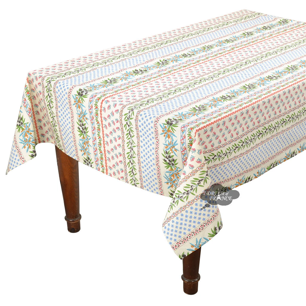 Le Cluny French Linens 60x108" Rectangular Olives Cream Acrylic-Coated Cotton Provence Tablecloth By Le Cluny 3 Le Cluny French Linens 60x108" Rectangular Olives Cream Acrylic-Coated Cotton Provence Tablecloth By Le Cluny