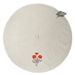 Kitchen Round Terry Hand Towel Poppies Cream By Tissus Toselli