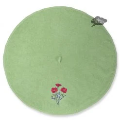 Kitchen Round Terry Hand Towel Poppies Green By Tissus Toselli