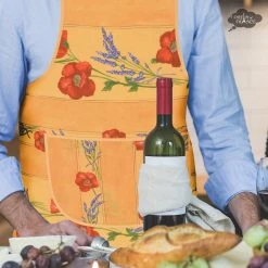 Poppies Yellow Cotton Kitchen Apron By Tissus Toselli Aprons & Pot Holders