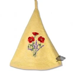 Round Terry Hand Towel Poppies Yellow By Tissus Toselli Kitchen