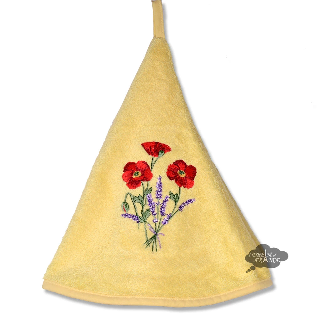 Round Terry Hand Towel Poppies Yellow By Tissus Toselli Kitchen 3 Round Terry Hand Towel Poppies Yellow By Tissus Toselli Kitchen