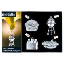 Table Linens Set Of 4 Metal Bar-B-Q Tablecloth Weights By Prodyne