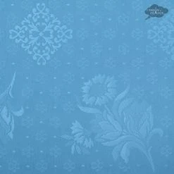 62" Square Moustiers Blue Matelassé Tablecloth By Tissus Toselli Table Linens