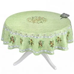 Provence Imports Table Linens Provence Olivier Green French Provencal Polyester Tablecloth - 70" Round
