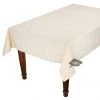 60x96" Rectangular Calisson Cream Acrylic-Coated Cotton Tablecloth By Tissus Toselli 2 60x96" Rectangular Calisson Cream Acrylic-Coated Cotton Tablecloth By Tissus Toselli