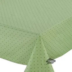 Table Linens 60x96" Rectangular Calisson Green Acrylic-Coated Cotton Tablecloth By Tissus Toselli