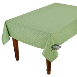 Table Linens 60x96" Rectangular Calisson Green Acrylic-Coated Cotton Tablecloth By Tissus Toselli
