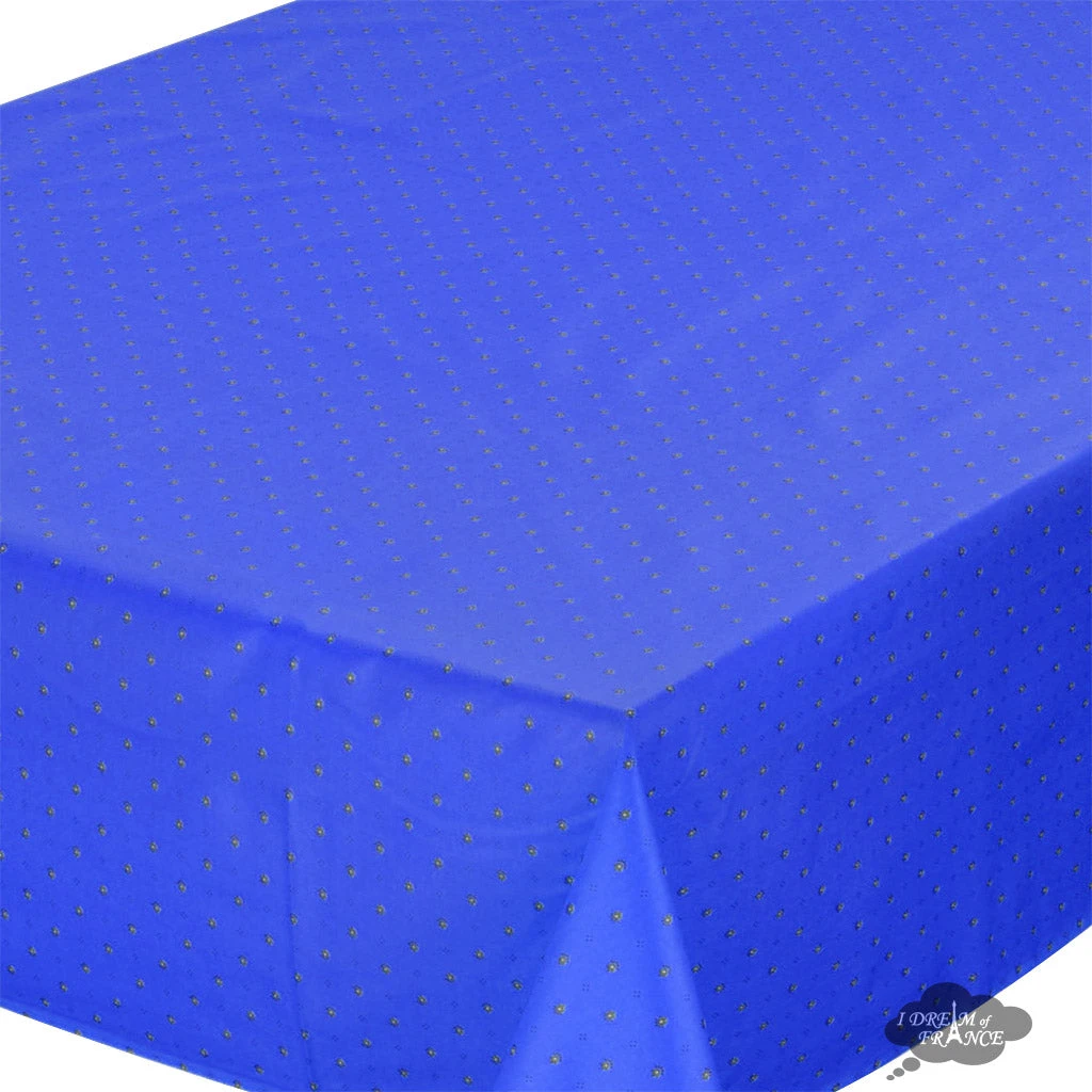 60x96" Rectangular Calisson Sapphire Blue Acrylic-Coated Cotton Tablecloth By Tissus Toselli Table Linens 4 60x96" Rectangular Calisson Sapphire Blue Acrylic-Coated Cotton Tablecloth By Tissus Toselli Table Linens