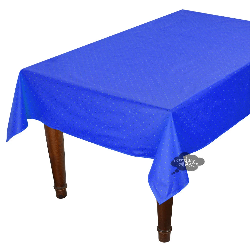 60x96" Rectangular Calisson Sapphire Blue Acrylic-Coated Cotton Tablecloth By Tissus Toselli Table Linens 3 60x96" Rectangular Calisson Sapphire Blue Acrylic-Coated Cotton Tablecloth By Tissus Toselli Table Linens