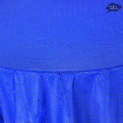 Table Linens 58" Round Calisson Sapphire Blue Allover Acrylic-Coated Cotton Tablecloth By Tissus Toselli