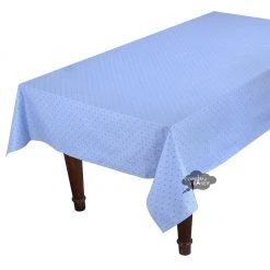 60x96" Rectangular Calisson Lavender Blue Acrylic-Coated Cotton Tablecloth By Tissus Toselli