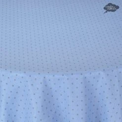 70" Round Calisson Lavender Blue Allover Acrylic-Coated Cotton Tablecloth By Tissus Toselli Table Linens
