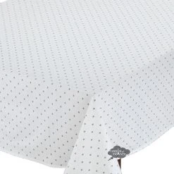 60x96" Rectangular Calisson White & Blue Acrylic-Coated Cotton Tablecloth By Tissus Toselli Table Linens
