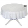 Table Linens 70" Round Calisson White & Blue Allover Acrylic-Coated Cotton Tablecloth By Tissus Toselli