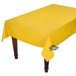 Table Linens 60x96" Rectangular Calisson Yellow & Blue Acrylic-Coated Cotton Tablecloth By Tissus Toselli