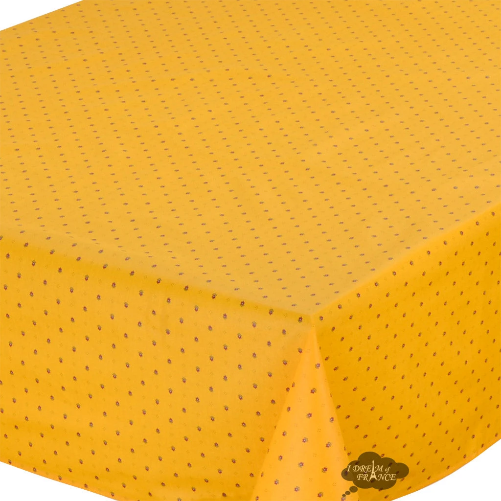 60x96" Rectangular Calisson Yellow & Red Acrylic-Coated Cotton Tablecloth By Tissus Toselli 4 60x96" Rectangular Calisson Yellow & Red Acrylic-Coated Cotton Tablecloth By Tissus Toselli