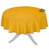 58" Round Calisson Yellow & Red Allover Acrylic-Coated Cotton Tablecloth By Tissus Toselli Table Linens 2 58" Round Calisson Yellow & Red Allover Acrylic-Coated Cotton Tablecloth By Tissus Toselli Table Linens