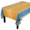Table Linens 62x98" Rectangular Ramatuelle Curry French Jacquard Cotton Double Border Tablecloth By L'Ensoleillade