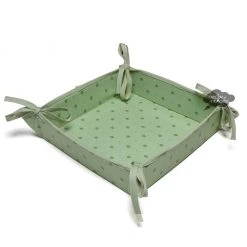 Calisson Green Cotton Bread Basket By Tissus Toselli Table Linens